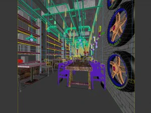 industrial wind restaurant design 01 3D Model