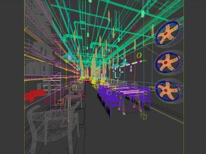 industrial wind restaurant design 01 3D Model