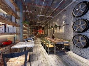 industrial wind restaurant design 01 Modello 3D