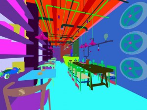 industrial wind restaurant design 01 Modello 3D