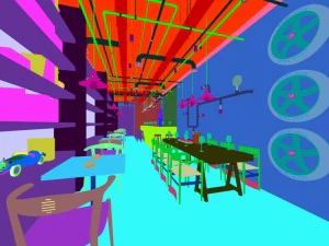 industrial wind restaurant design 01 3D Model