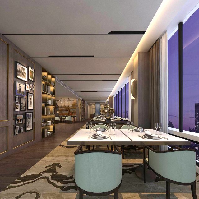 luxury large hotel restaurant 3D Model .c4d .max .obj .3ds .fbx .stl .blend 