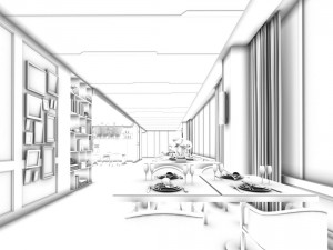 luxury large hotel restaurant 3D Model