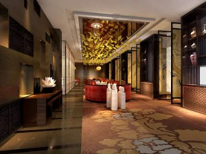 розкішний великий готельний ресторан 02 3D Модель