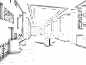 luxury large hotel restaurant 02 3D 模型