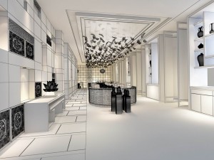 luxury large hotel restaurant 02 3D 模型