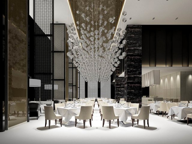 luxury large hotel restaurant 03 3D 모델 .c4d .max .obj .3ds .fbx .stl .blend 