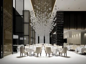 restaurante de hotel grande de lujo 03 Modelo 3D