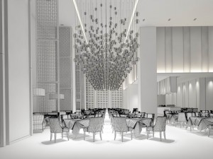 luxury large hotel restaurant 03 3D 모델