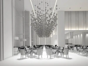 luxury large hotel restaurant 03 3D Model