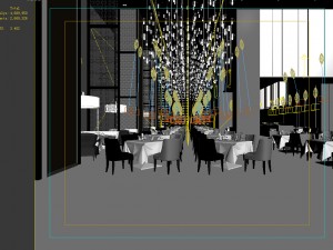 luxury large hotel restaurant 03 3D 모델