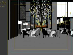 luxury large hotel restaurant 03 3D Model