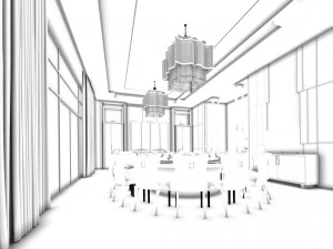 luxury large hotel restaurant 04 3D Model