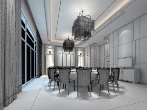 luxury large hotel restaurant 04 Modèle 3D