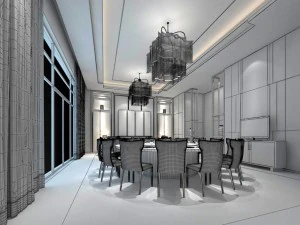 luxury large hotel restaurant 04 3D Model