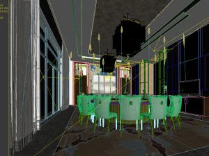 luxury large hotel restaurant 04 3D Model