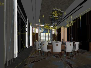luxury large hotel restaurant 04 3D Model