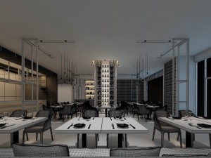 luxury large hotel restaurant 05 3D Model