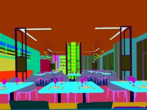 luxury large hotel restaurant 05 3D Model