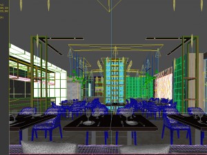 luxury large hotel restaurant 05 3D 模型