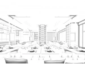 luxury large hotel restaurant 05 3D Model