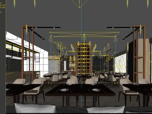 luxury large hotel restaurant 05 3D Model