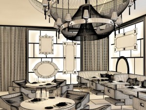 luxury large hotel restaurant 06 3D Model