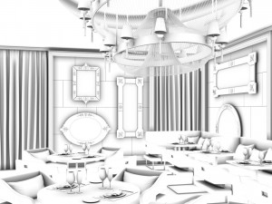 luxury large hotel restaurant 06 3D Model