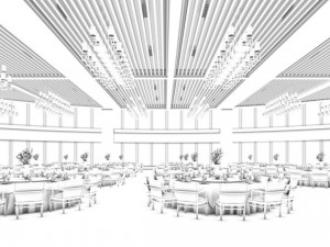 luxury large hotel restaurant 07 Modèle 3D