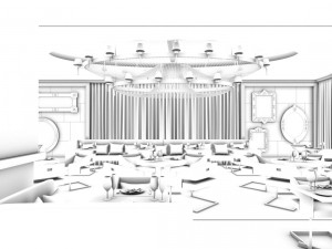 luxury large hotel restaurant 08 3D Модель