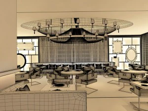 luxury large hotel restaurant 08 3D Model