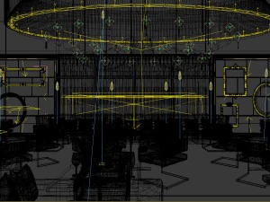 luxury large hotel restaurant 08 3D Model