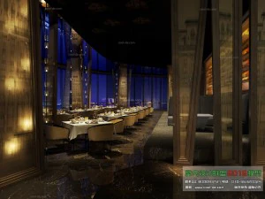 luxury large hotel restaurant 09 3D Model