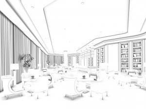 luxury large hotel restaurant 11 3D-Modell