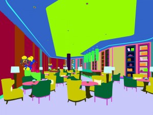 luxury large hotel restaurant 11 3D-Modell