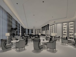luxury large hotel restaurant 11 3D-Modell
