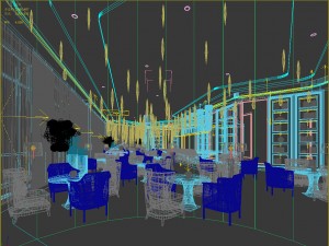 luxury large hotel restaurant 11 3D-Modell