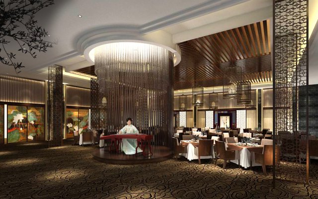 luxury large hotel restaurant 12 Model 3D .c4d .max .obj .3ds .fbx .stl .blend 