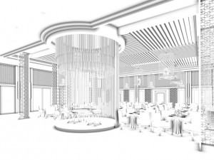 luxury large hotel restaurant 12 Model 3D