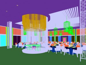 luxury large hotel restaurant 12 Model 3D