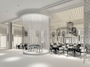 luxury large hotel restaurant 12 Model 3D