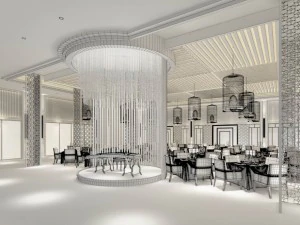 luxury large hotel restaurant 12 3D Model