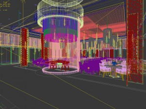 luxury large hotel restaurant 12 Model 3D