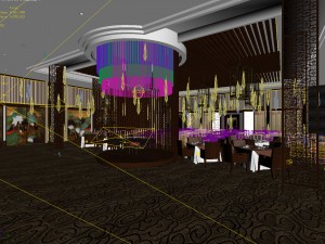luxury large hotel restaurant 12 Model 3D