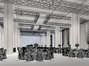 luxury large hotel restaurant 13 3D Модель