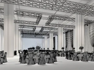 luxury large hotel restaurant 13 3D Model