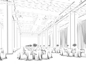 luxury large hotel restaurant 13 3D Model