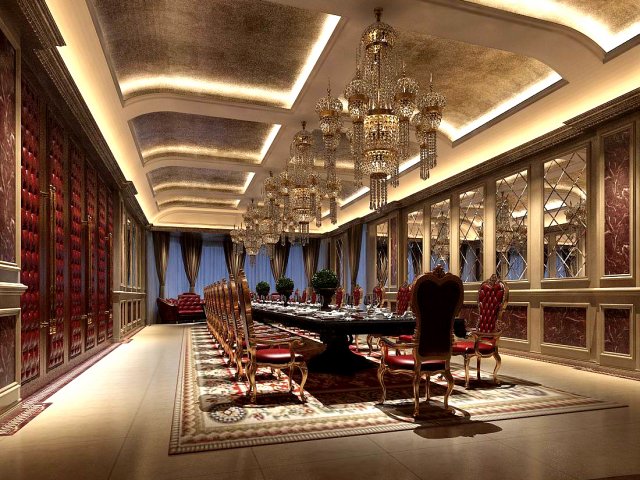 luxury large hotel restaurant 15 Modelo 3D .c4d .max .obj .3ds .fbx .stl .blend