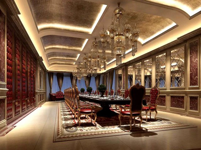 luxury large hotel restaurant 15 3D Model .c4d .max .obj .3ds .fbx .stl .blend 