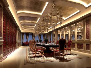 luxury large hotel restaurant 15 Modello 3D